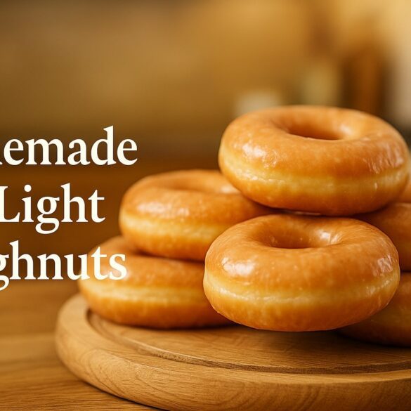 Freshly Glazed Doughnuts on Wood (1) Homemade “Hot-Light” McDonald's Krispy Kreme-Style Doughnuts