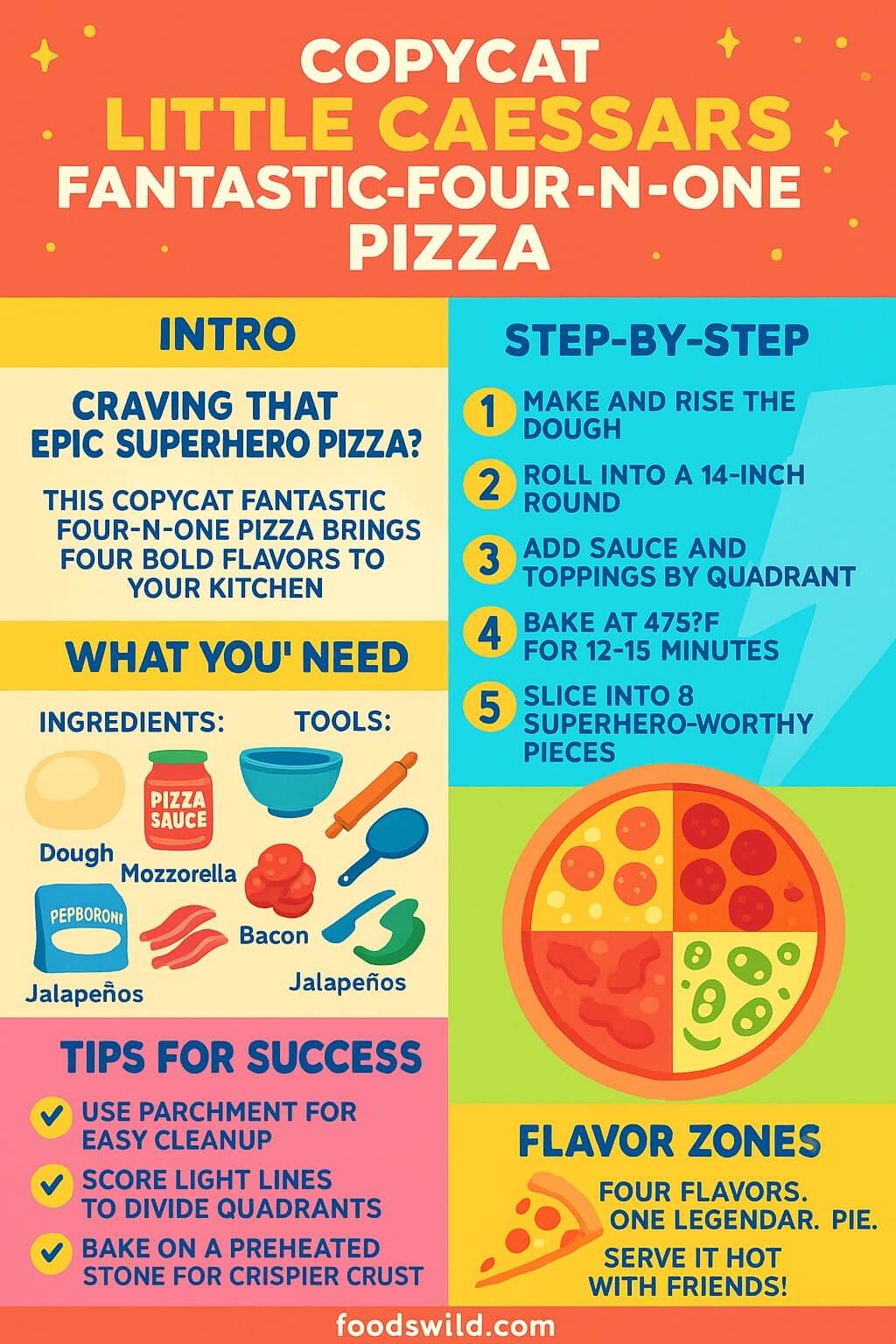 Copycat Little Caesars Fantastic Four-N-One Pizza Recipe | FoodsWild