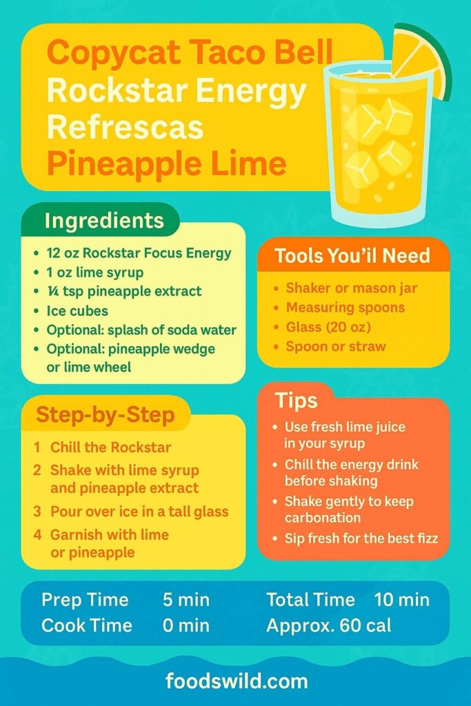 Copycat Taco Bell Rockstar Energy Refrescas Pineapple Lime