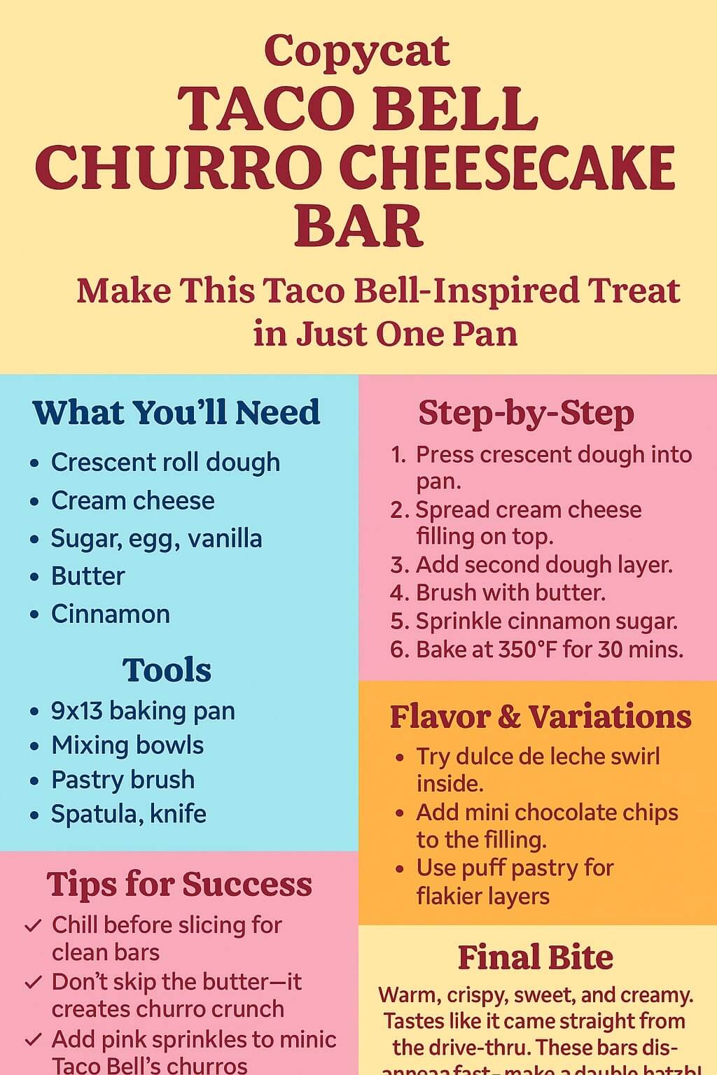 Copycat Taco Bell Churro Cheesecake Bar Recipe | FoodsWild