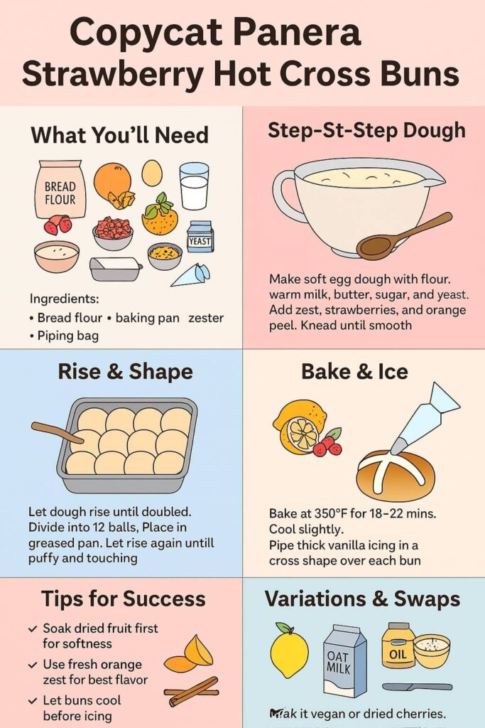 Copycat Panera Bread Strawberry Hot Cross Buns Recipe Card
