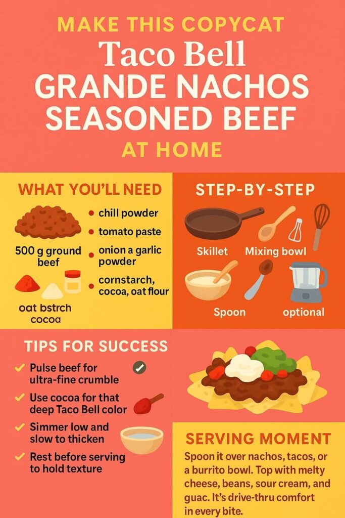 Copycat Taco Bell Grande Nachos Seasoned Beef Recipe