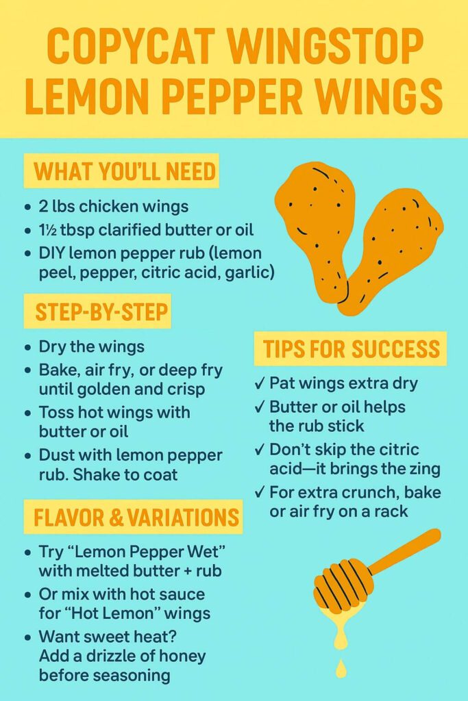 Copycat Wingstop Lemon Pepper Wings Recipe Card