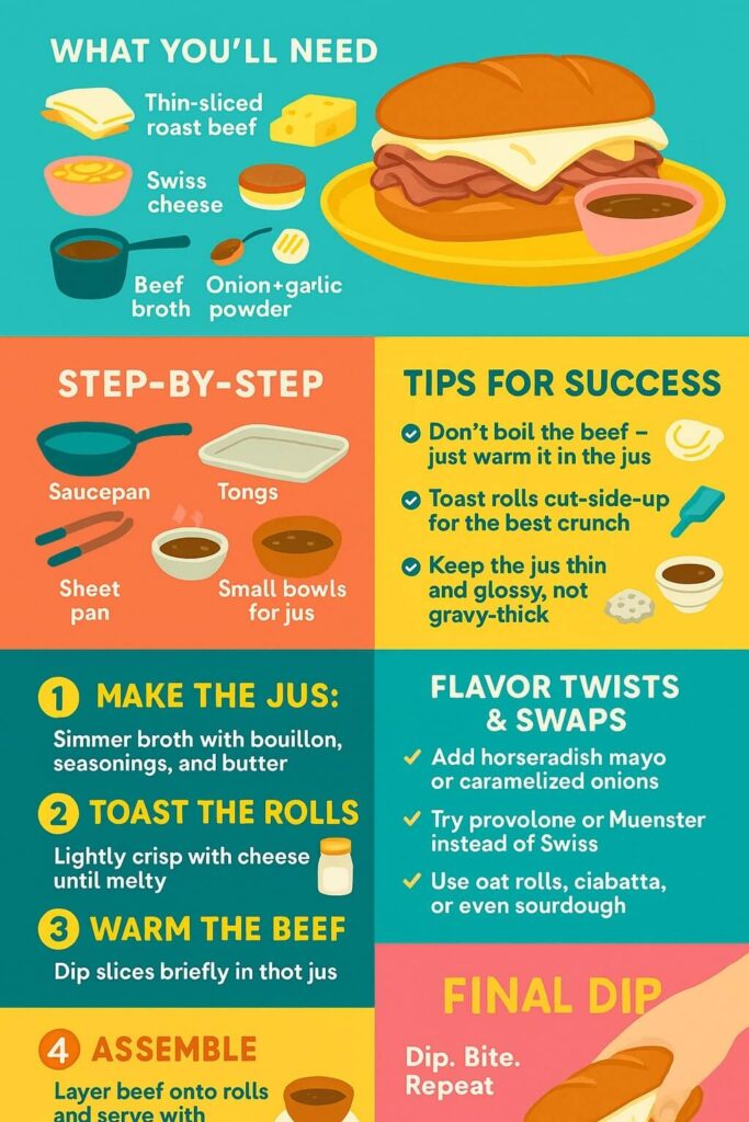 Copycat Arby’s French Dip and Swiss Recipe Card